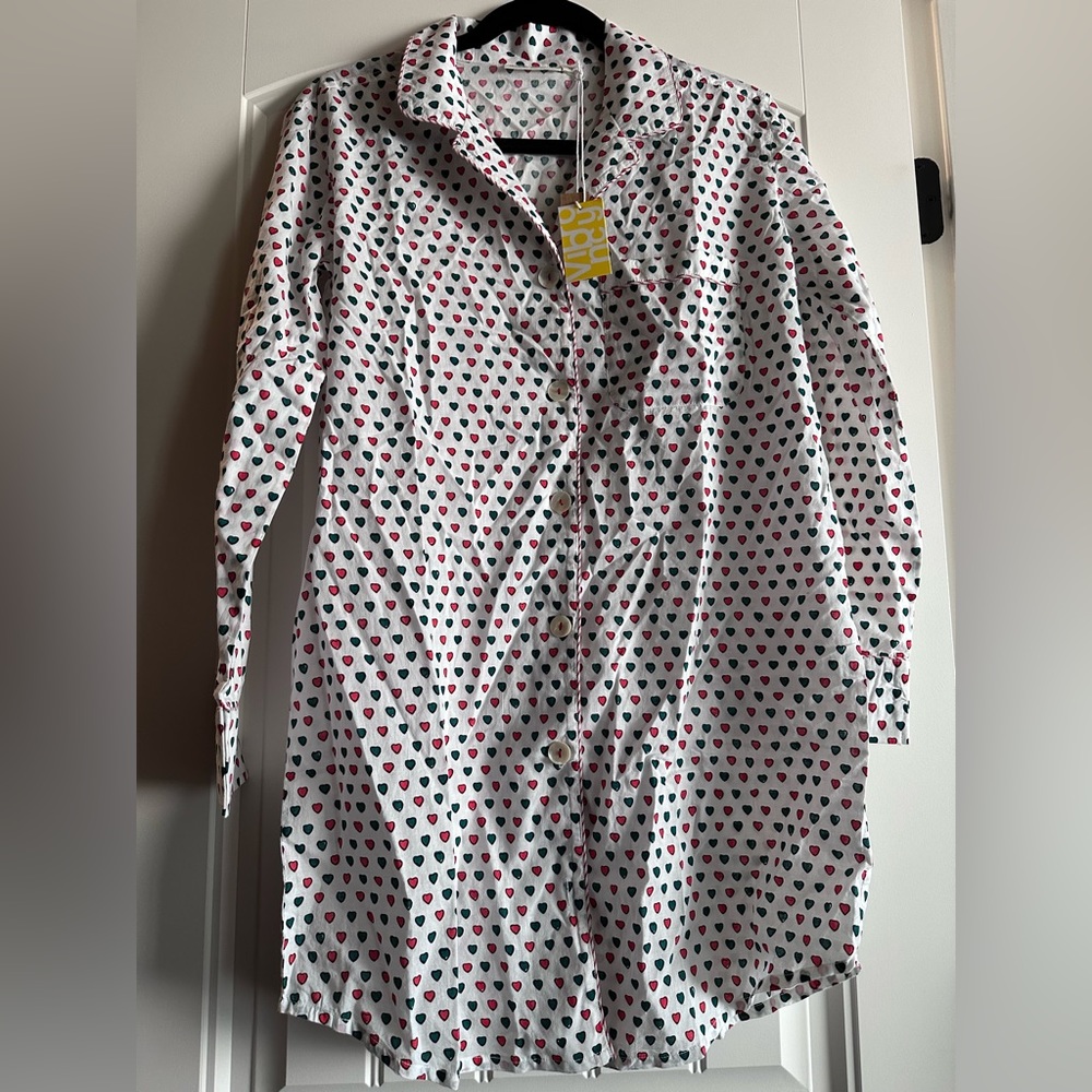 Roller Rabbit Holidays Hearts XS Christmas Pajama top dress NWT